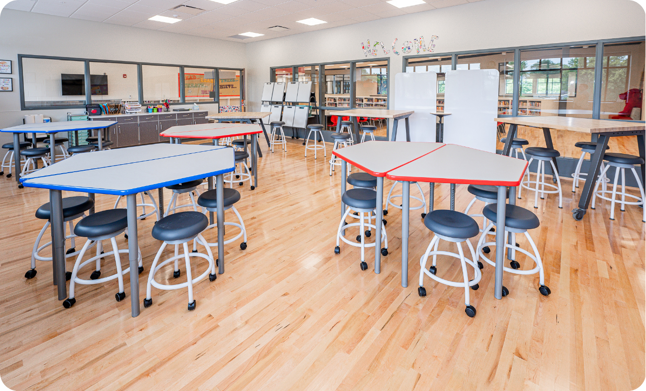 Modern classroom designed for flexible learning