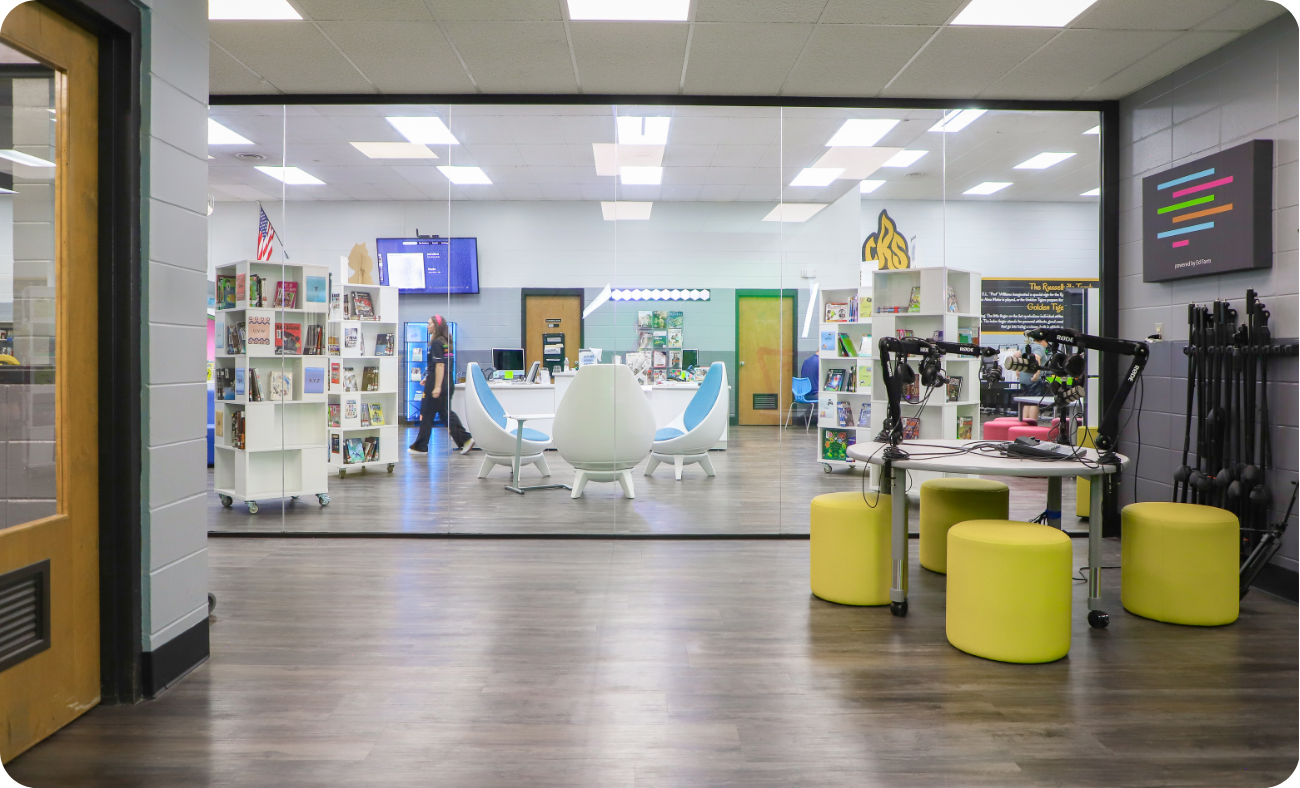 Collaborative education space with flexible furniture